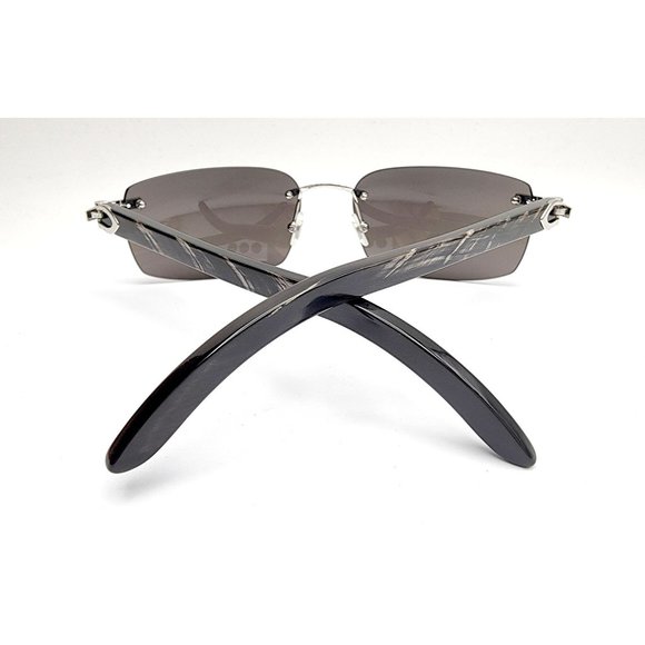 NEW! Cartier Buffalo Black/Grey-Silver Mirror Sunglasses - Picture 9 of 13